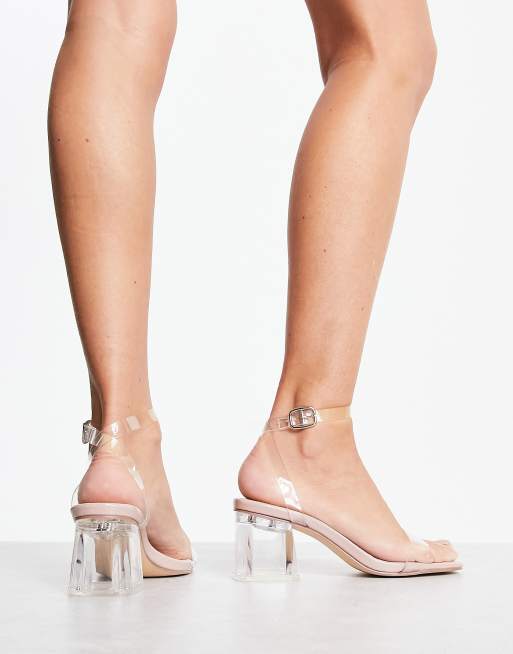 Wide fit clear block heel sale