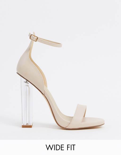 truffle collection wide fit clear heeled sandals