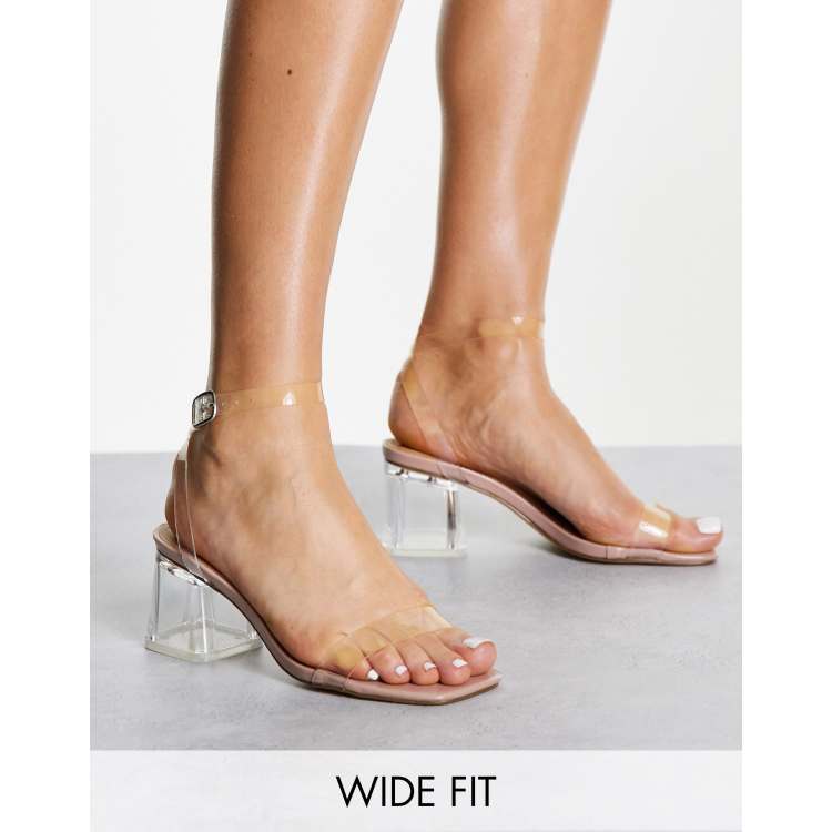 Wide fit clear sales block heels