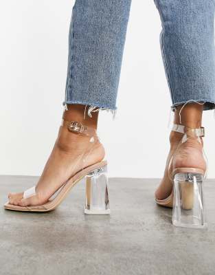 wide clear heels