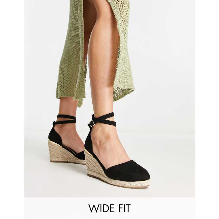 Truffle Collection Wide Fit closed toe wedges in black ASOS