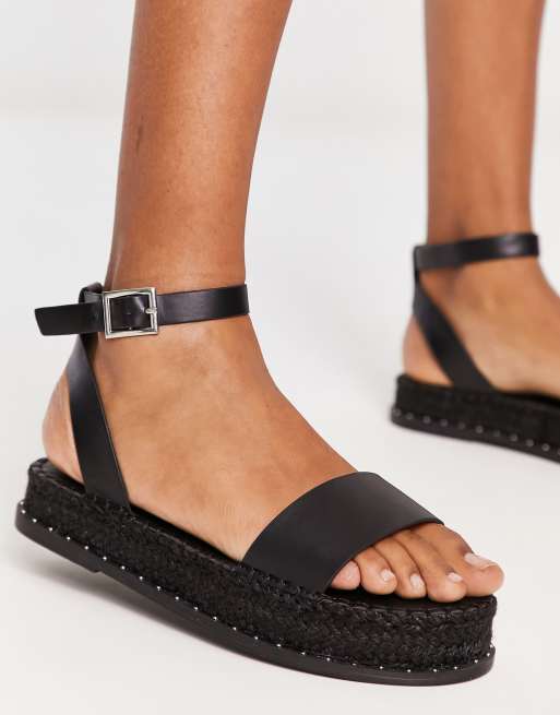 Wide fit discount black espadrille wedges