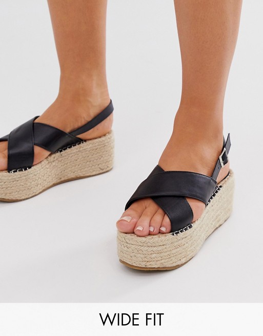Truffle Collection wide fit cross strap flatform espadrille sandals | ASOS