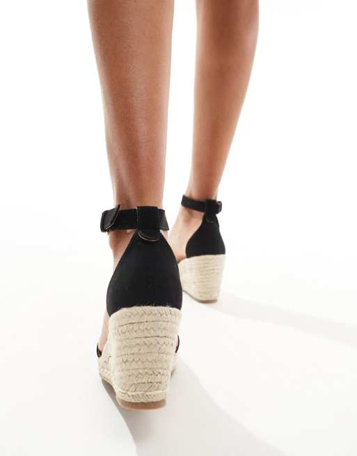 Truffle Collection Wide Fit – Czarne espadryle na jutowej koturnie, 2 z 4