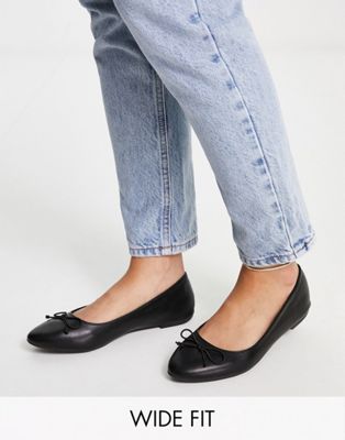 Truffle Collection wide fit easy ballet flats in black - ASOS Price Checker