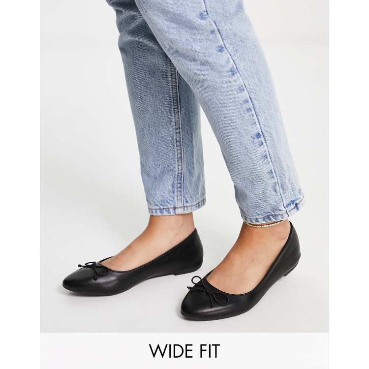 Black ballet pumps wide fit sale