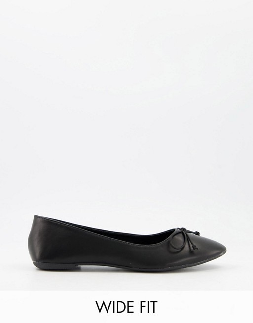 Truffle Collection wide fit easy ballet flats in black