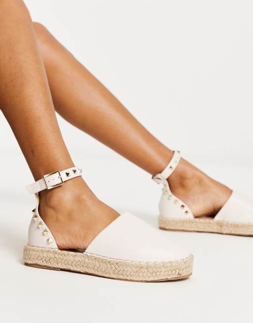 Truffle Collection Wide Fit - Espadrilles cloutées avec bride de cheville - Beige, 4 de 4
