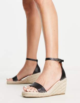 Truffle Collection Wide Fit - Espadrilles in Schwarz mit Keilabsatz, weite Passform