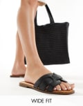 Truffle Collection Wide Fit flat mules in black