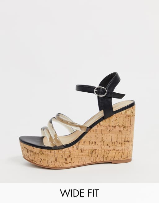truffle collection wide fit clear heeled sandals