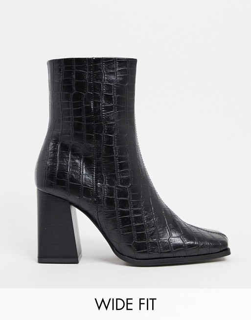Truffle Collection wide fit heeled boots in black