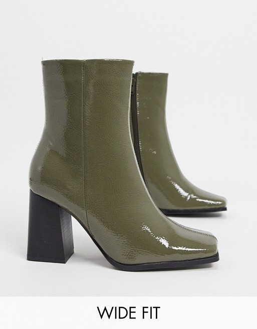 Truffle Collection wide fit heeled boots in khaki