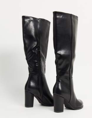 wide fit knee high heeled boots