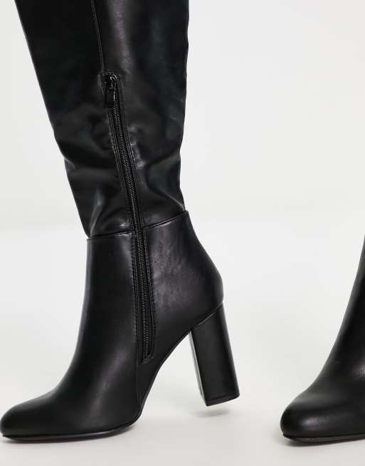 Wide fit heeled knee high boots sale