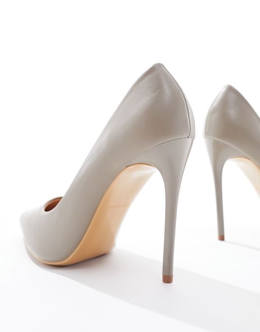 Truffle Collection wide fit high heel court shoe in taupe, 2 of 4