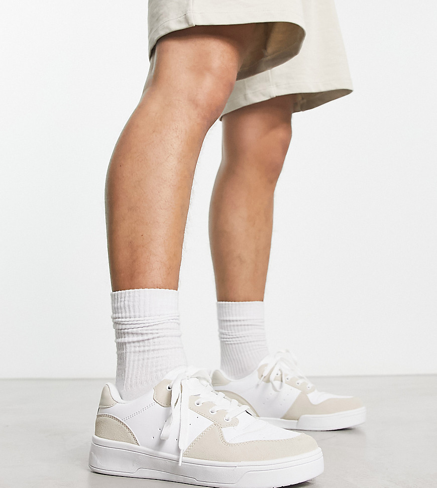 Truffle Collection Lace Up Sneakers In Oat Mix-white