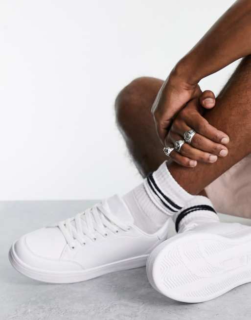 Asos design sneakers in white sale canvas