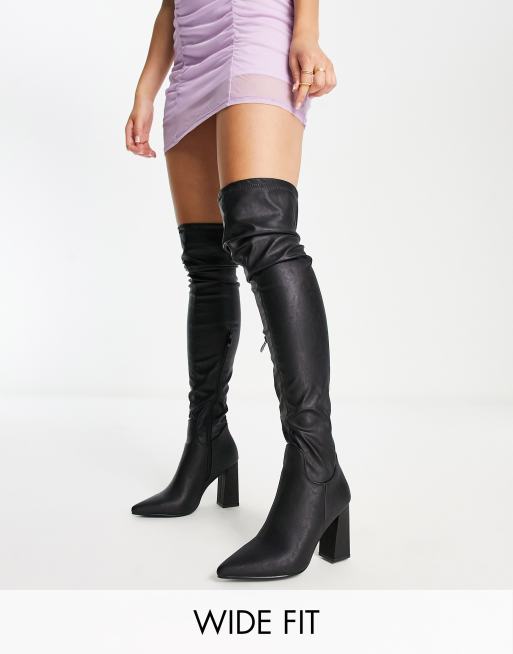 Thigh high wide deals boots