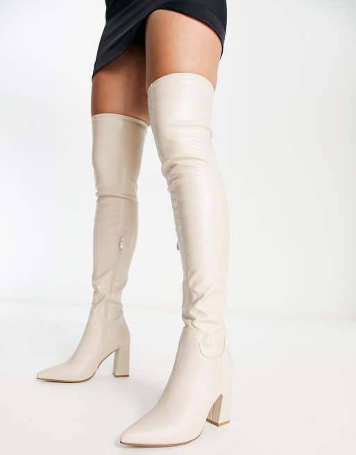 Thigh high store boots cream