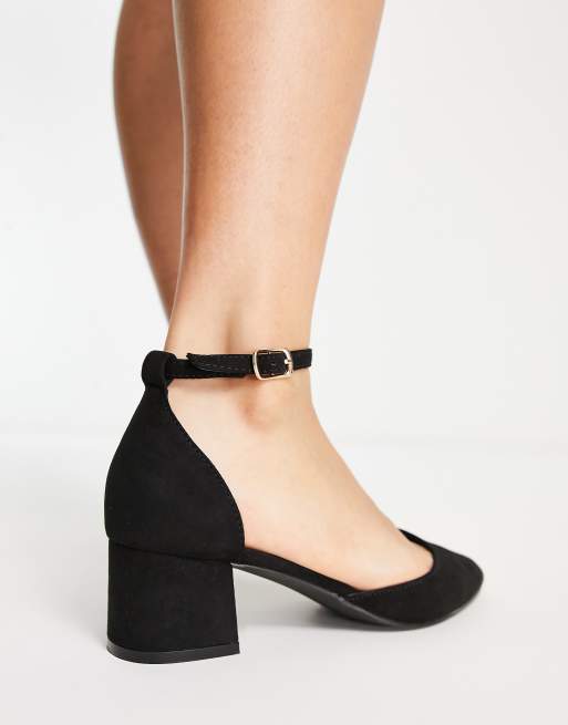 Wide fit clearance block heels black