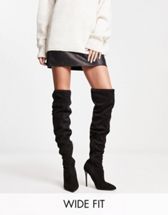 ASOS DESIGN Wide Fit Kenni block-heeled over the knee boots in
