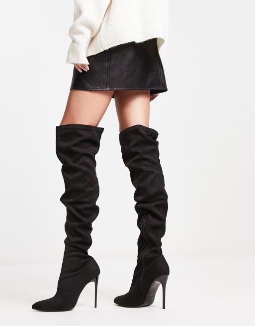 Wide fit black 2024 suede knee high boots