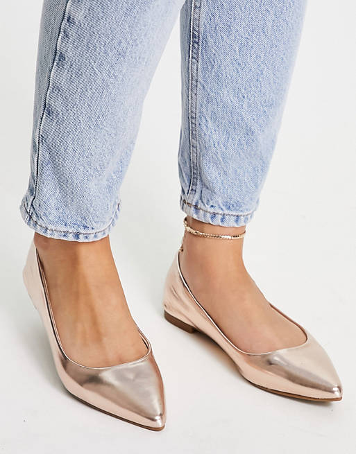 Adventurer Botany Seminary Truffle Collection Wide Fit pointed ballet flat in rose gold | ASOS