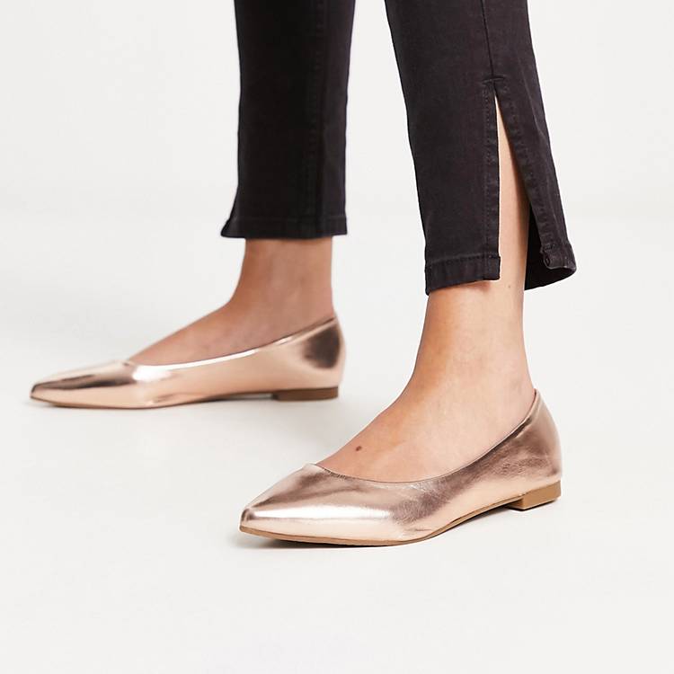 Adventurer Botany Seminary Truffle Collection Wide Fit pointed ballet flat in rose gold | ASOS