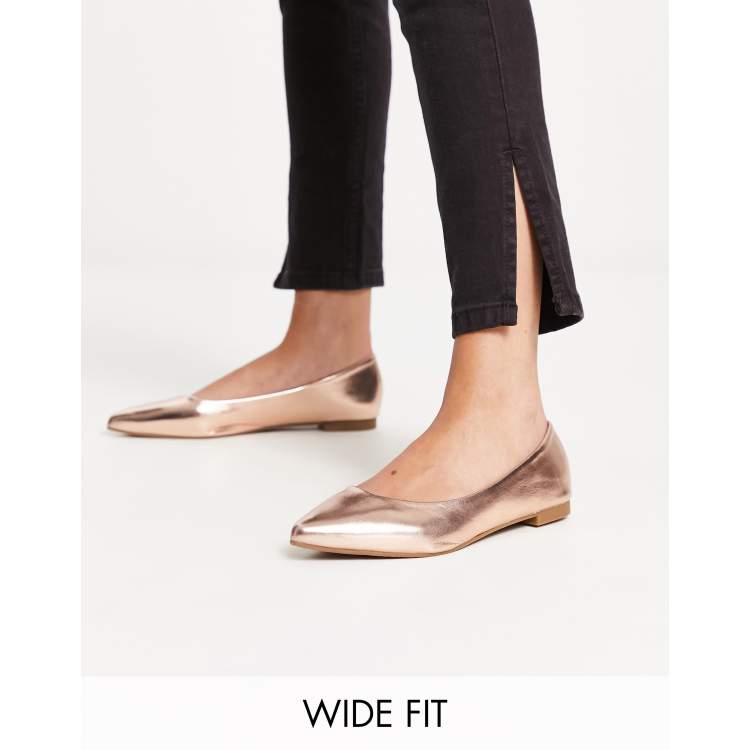 Rose gold store flat pumps