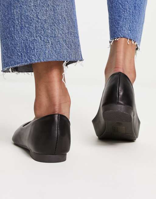 Truffle Collection Wide Fit pointed ballet flats in black | ASOS
