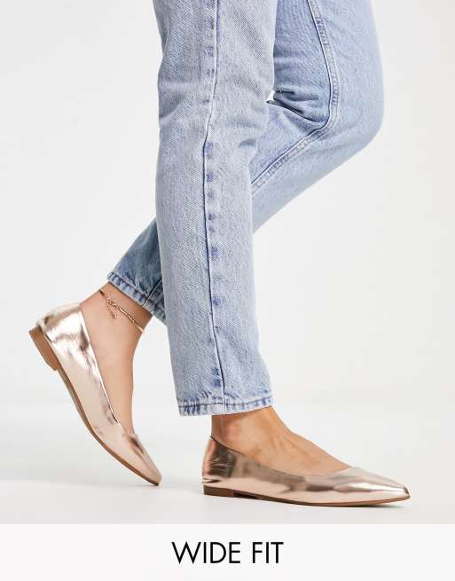 Rose gold store flats for women