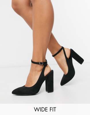 wide fit pointed block heels