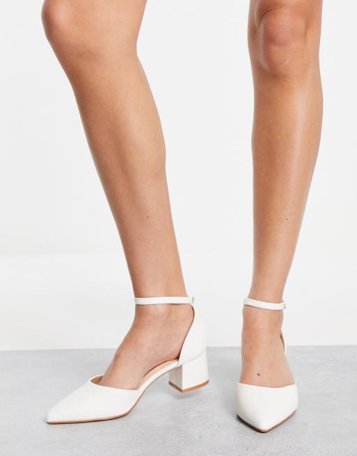 White pointed best sale toe block heels