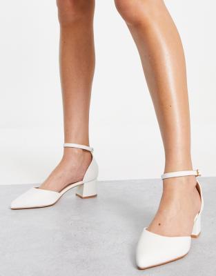 wide fit white low heel shoes