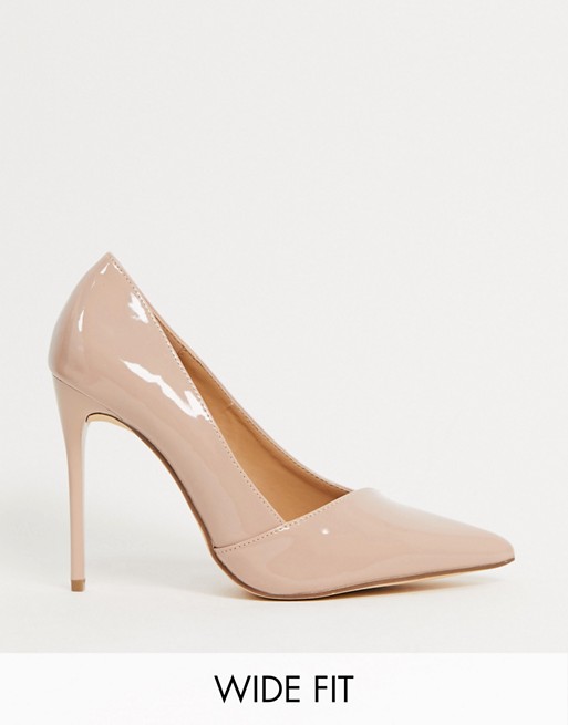 Truffle Collection wide fit pointed stiletto heels in beige