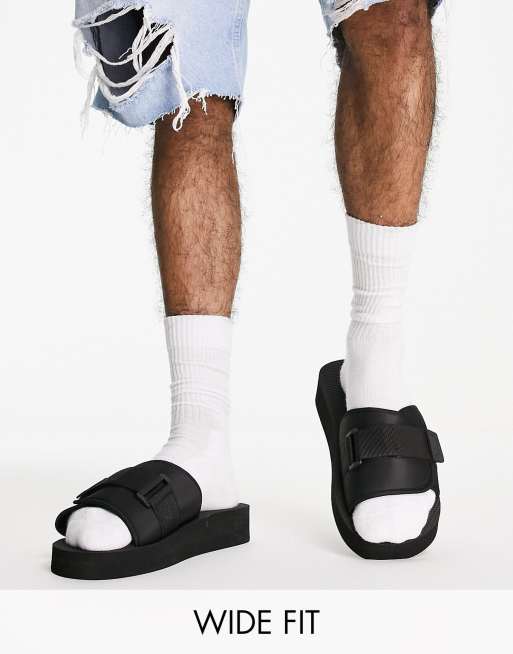 Truffle Collection Wide Fit - Polstrede og sporty, sorte sandaler
