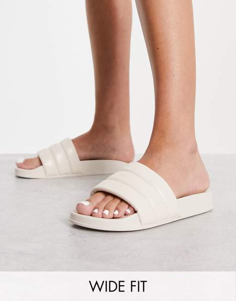 Truffle Collection Wide Fit flatform toe thong sandals in black, ASOS