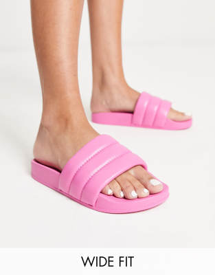 Truffle Collection Truffle Collection Wide Fit pool slide in bright pink