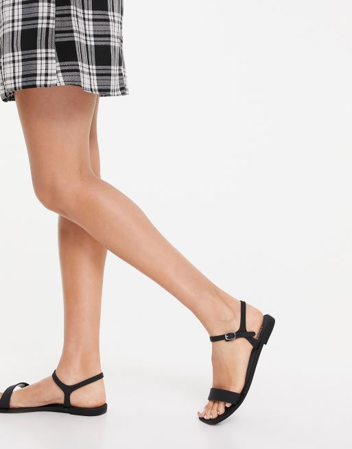 Truffle Collection Wide Fit - Sandali bassi neri in gomma a pianta larga, 2 di 4