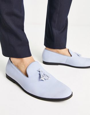 Truffle Collection wide fit slipper loafers in cornflower blue