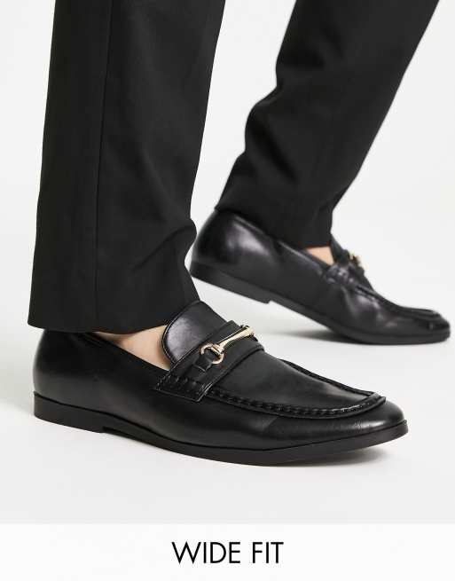 Truffle Collection Wide Fit Snaffle Trim Loafers In Black Asos 6010