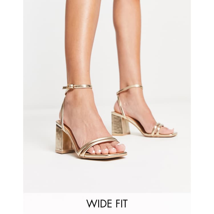 Gold block shop heel sandals