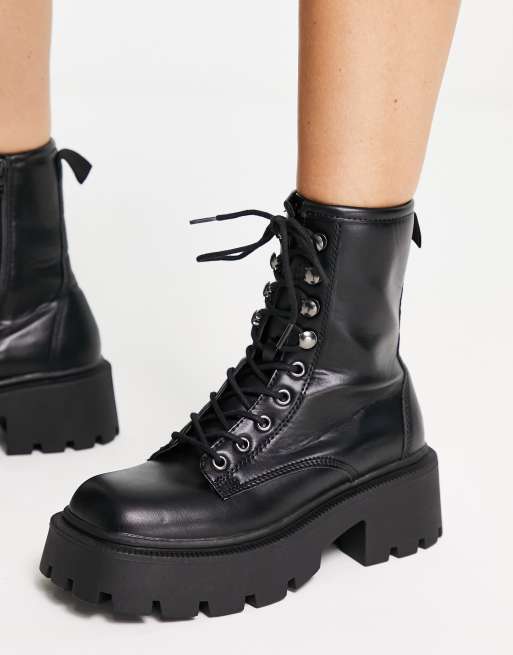 Women's lace up square toe sale boots