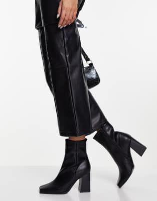 black wide square toe boots