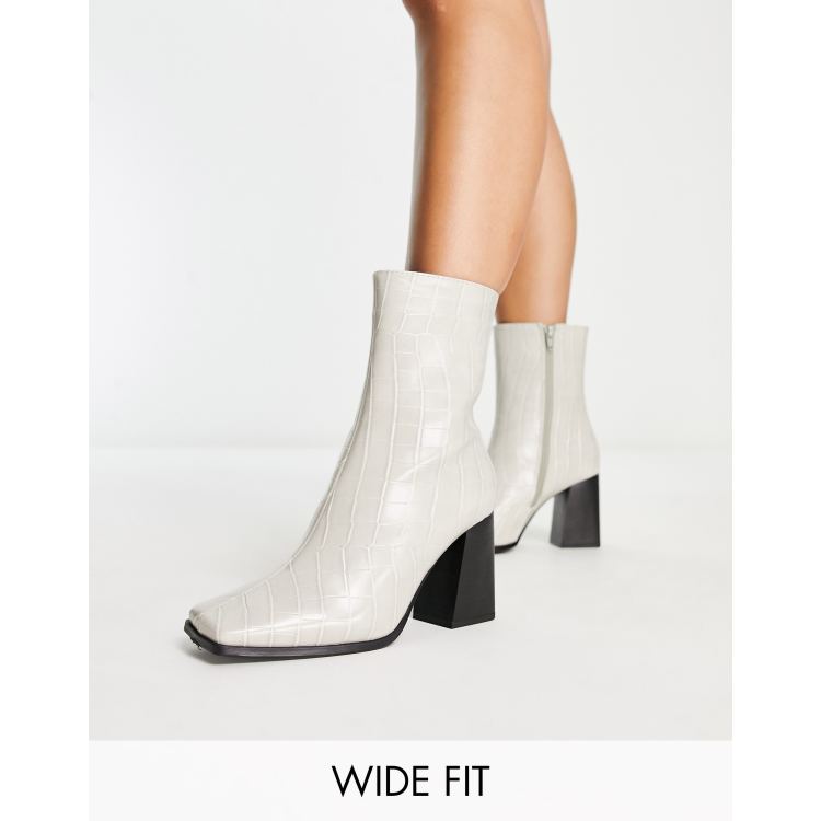 Square toe white store ankle boots