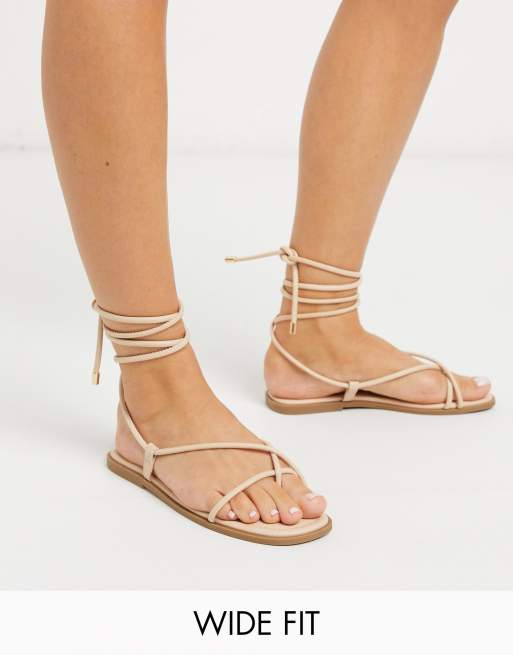 tan wide fit flat sandals