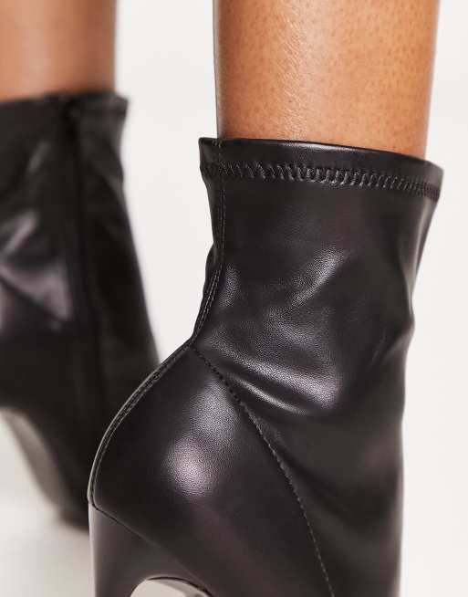 Truffle Collection Wide Fit stiletto heel sock boots in black