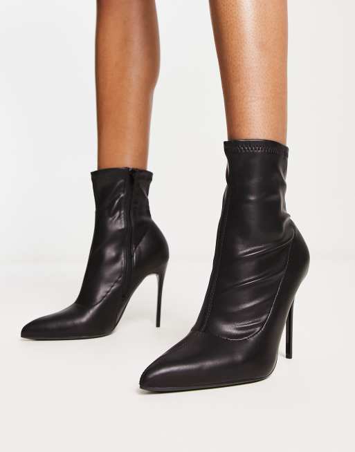 Truffle Collection Wide Fit stiletto heel sock boots in black