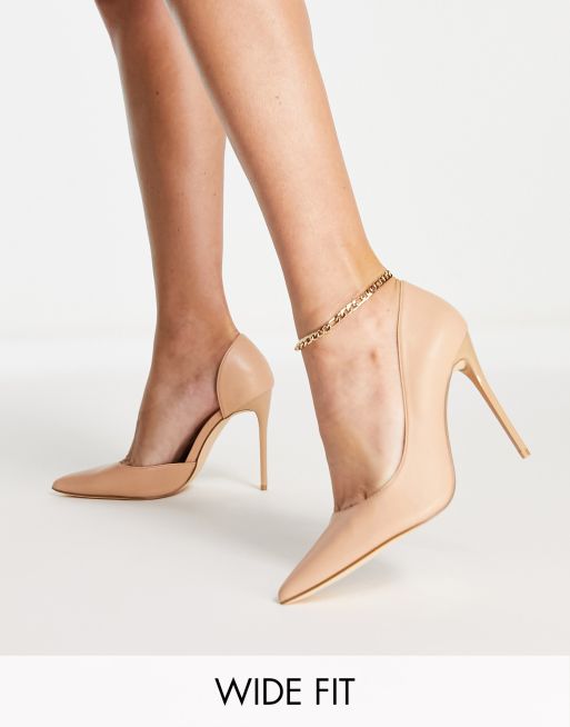 Wide width beige store heels